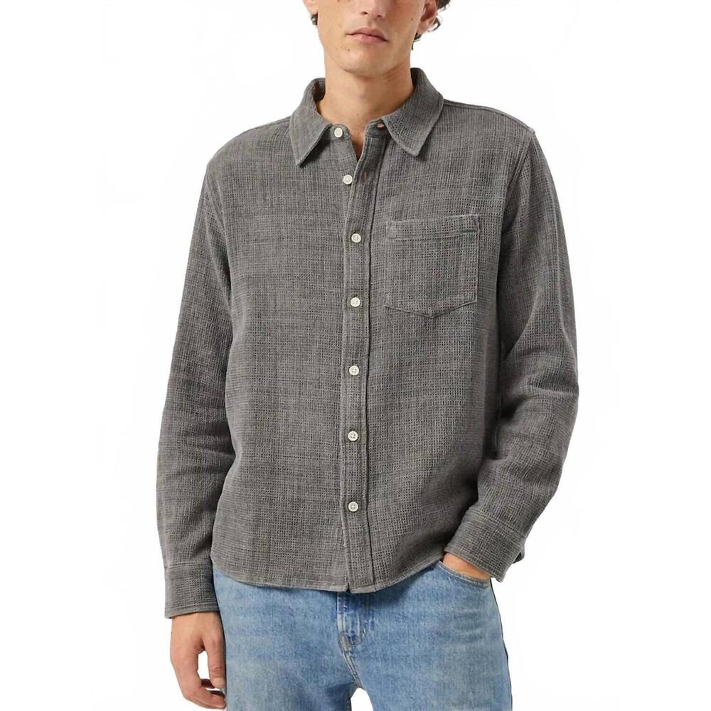 NEW CORRIDOR pigment dyed waffle shirt in grey